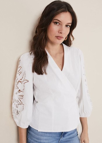 Phase Eight Kacey Broderie Shirts White Australia | UP9576428